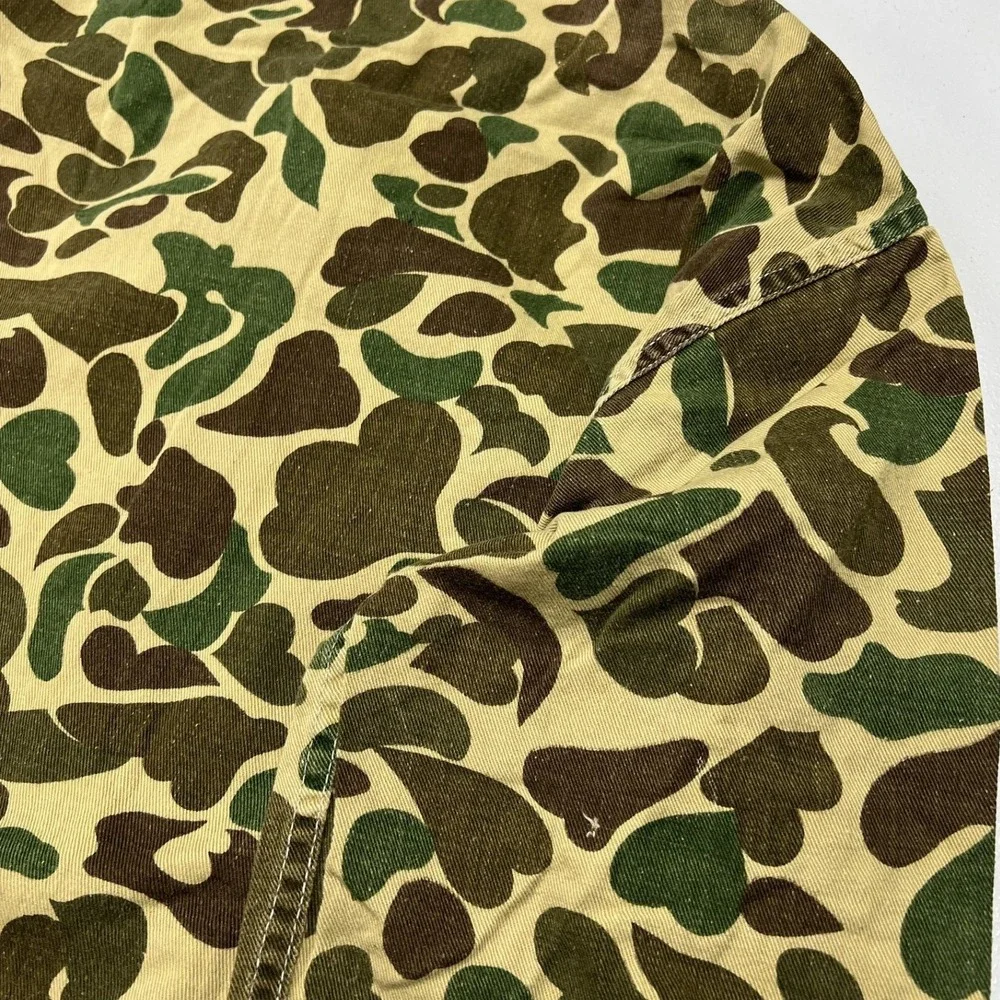 80s Camo Field Jacket Mens L Green Duck Hunter Frog Skin Chore Coat